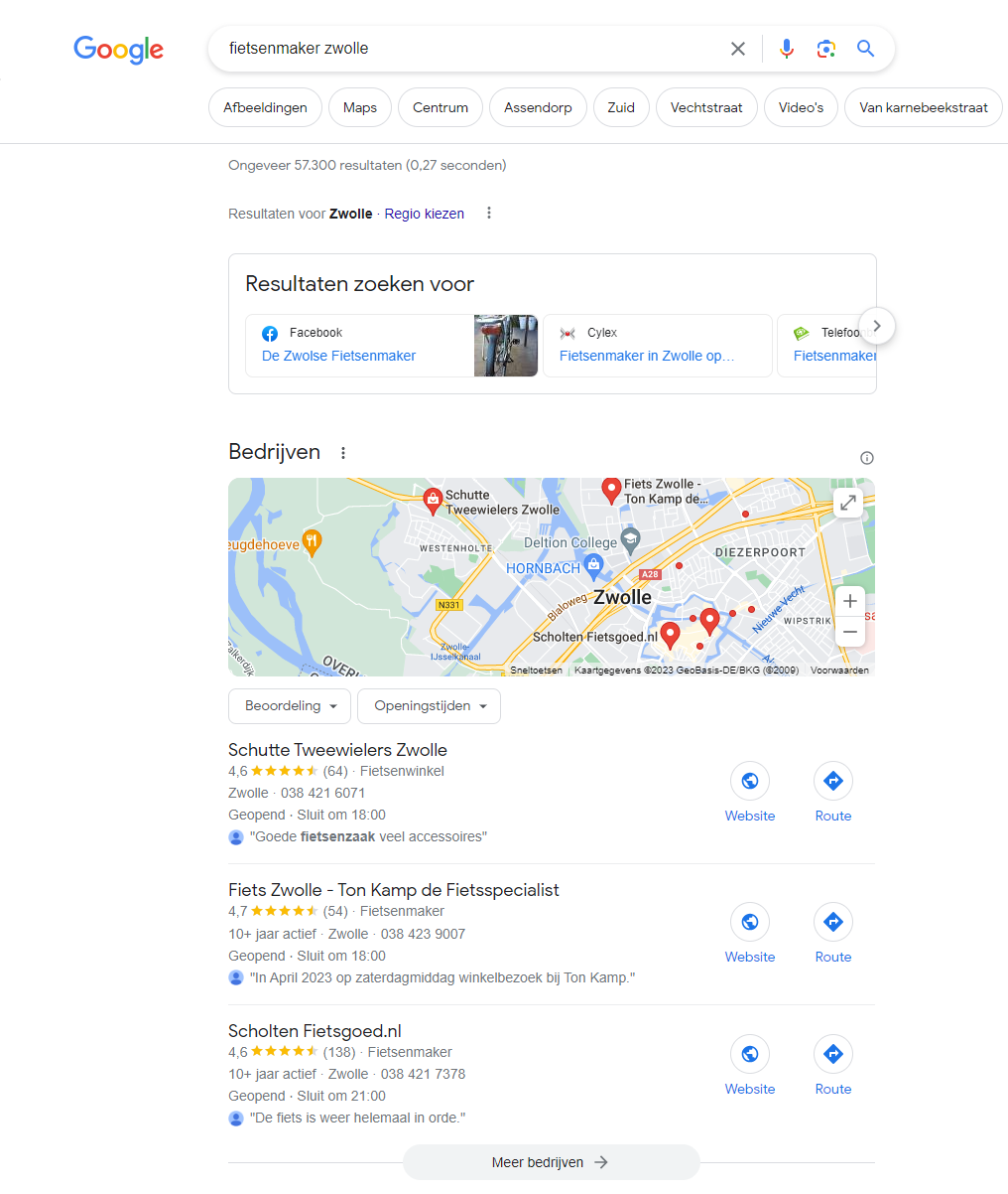 Voorbeeld van bedrijven in de buurt